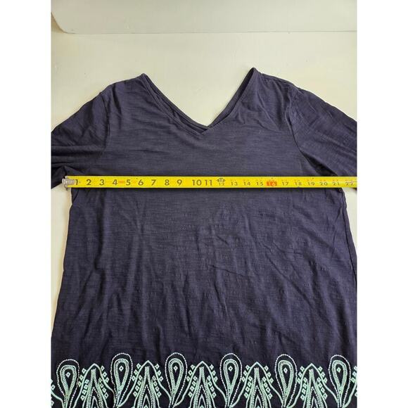 Talbots Petites Women’s Top 1X Navy Cotton Scalloped Embroidered Eyelet Hem - Picture 3 of 6